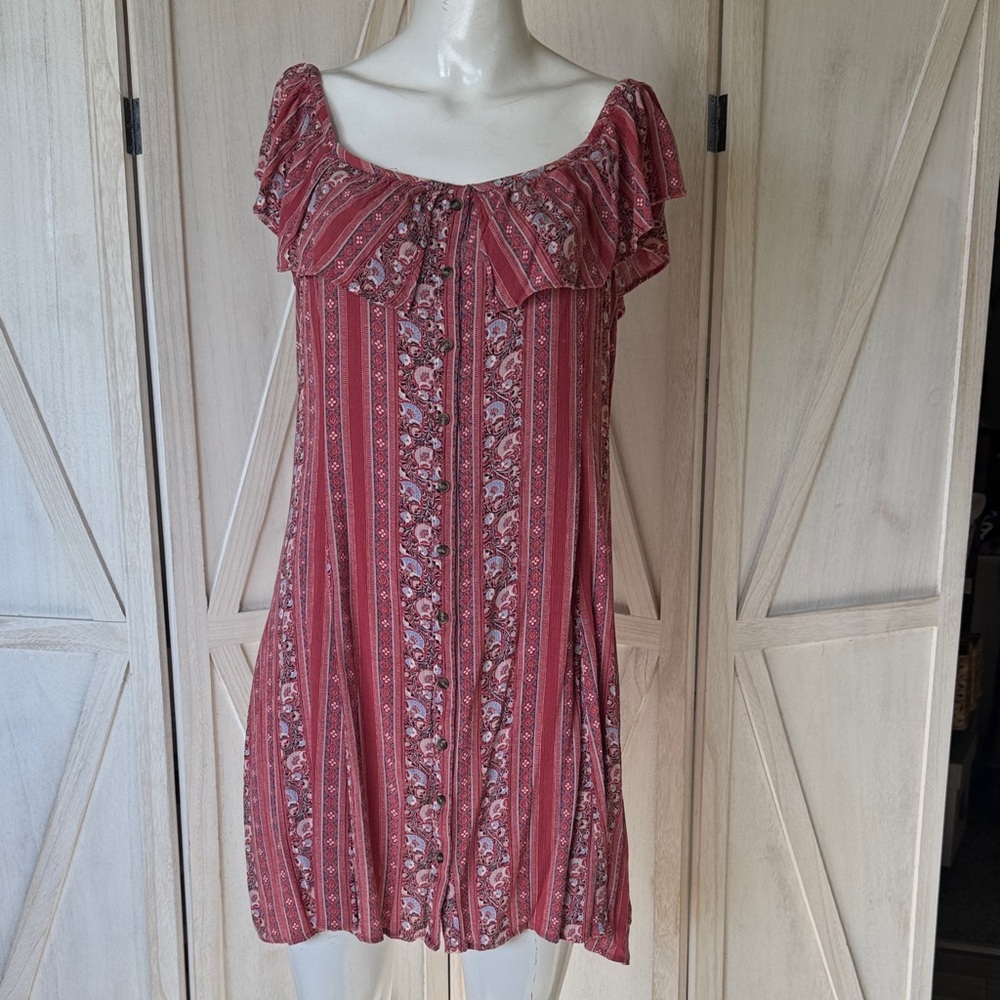 American Eagle Outfitters rust/Red Floral dress beach summer size large